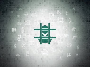 Hukuk kavramı: dijital kağıt arka plan üzerinde ceza