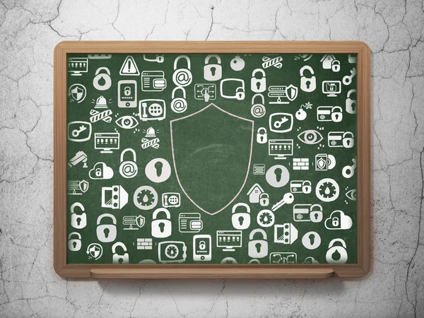 Protection concept: Shield on School Board background — Stockfoto