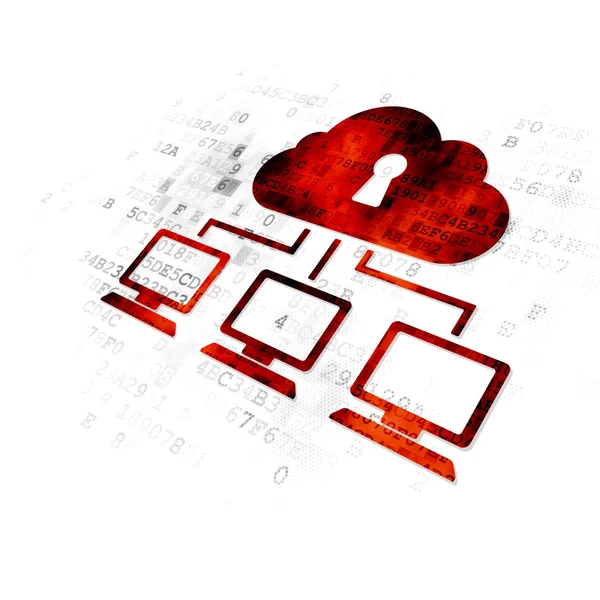 Concetto di privacy: Cloud Network su sfondo digitale — Foto Stock