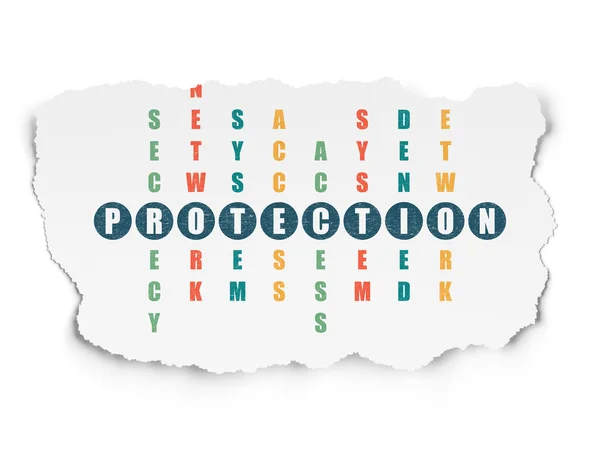 Protection concept: word Protection in solving Crossword Puzzle — Zdjęcie stockowe