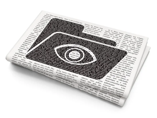 Concepto de negocio: Carpeta con ojo en el fondo del periódico — Foto de Stock