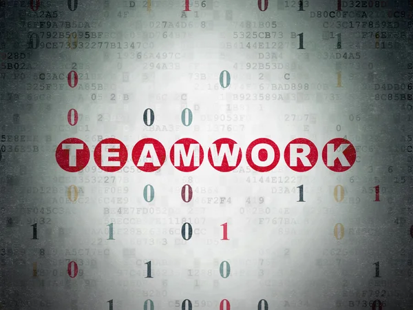 Affärsidé: Teamwork på digitala papper bakgrund — Stockfoto