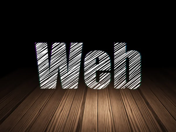 Concepto de desarrollo web: Web en sala oscura grunge — Foto de Stock