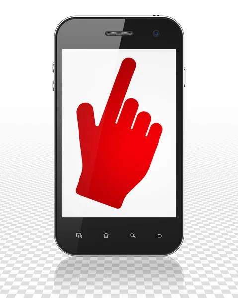 Marketing concept: Smartphone with Mouse Cursor on display — Stock Photo, Image