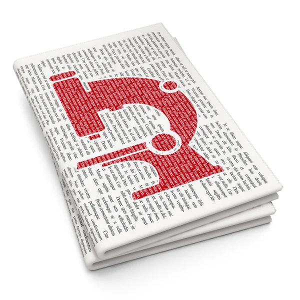 Bilim kavramı: mikroskop gazete arka plan üzerinde