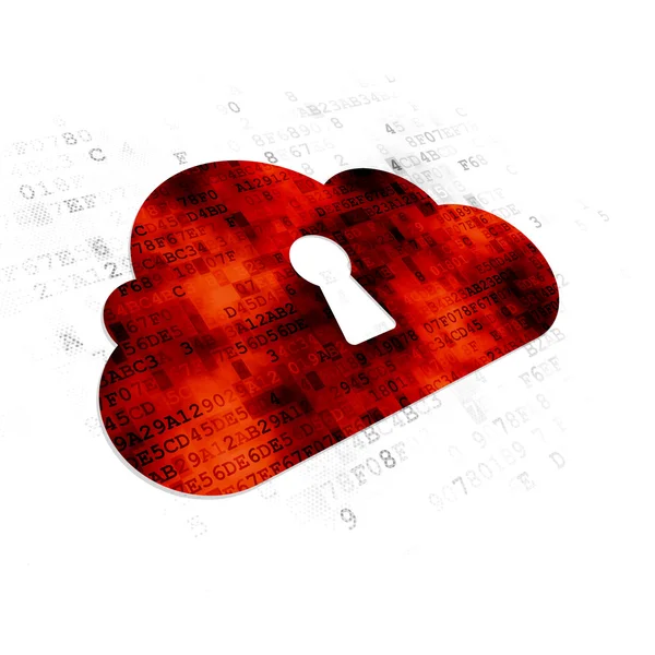 Cloud networking concept: Cloud With Keyhole on Digital background — Stock Photo, Image