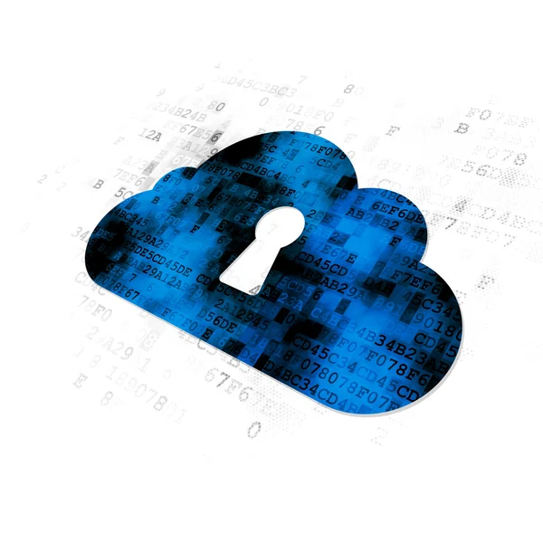 Concetto di rete cloud: cloud con buco della serratura sul digitale — Foto Stock