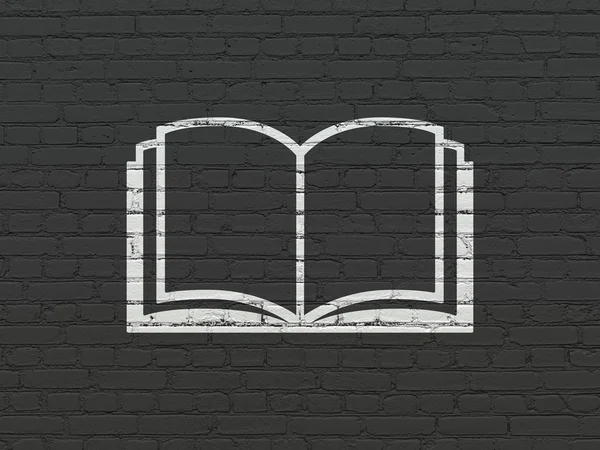 Концепция обучения: Книга на стене — стоковое фото