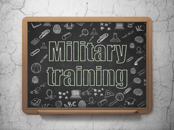 Studying concept: Military Training on School Board background — Stock Photo, Image