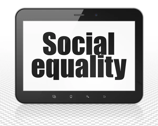 Politisches Konzept: Tablet-PC mit sozialer Gleichberechtigung — Stockfoto
