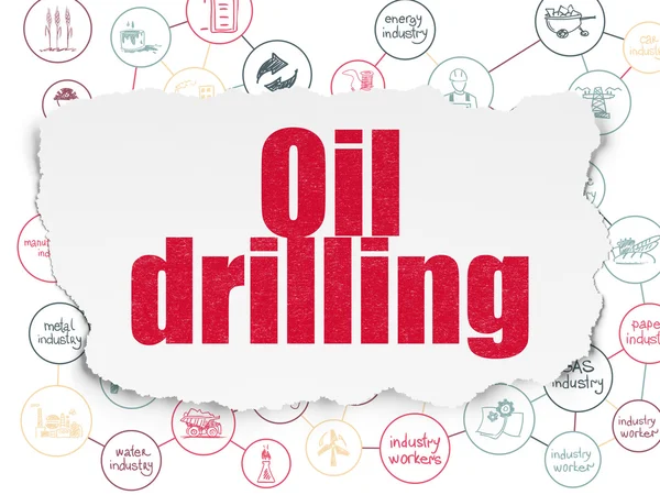 Manufacuring concept: Oil Drilling on Torn Paper background — Stock Fotó