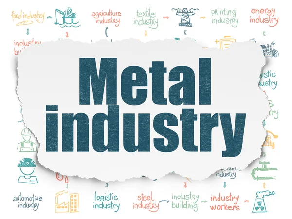 Branchenkonzept: Metallindustrie auf zerrissenem Papier — Stockfoto