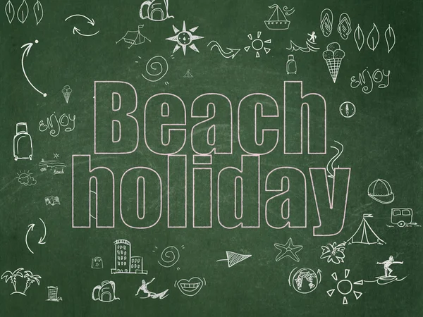 Travel concept: Beach Holiday on School Board background — 스톡 사진