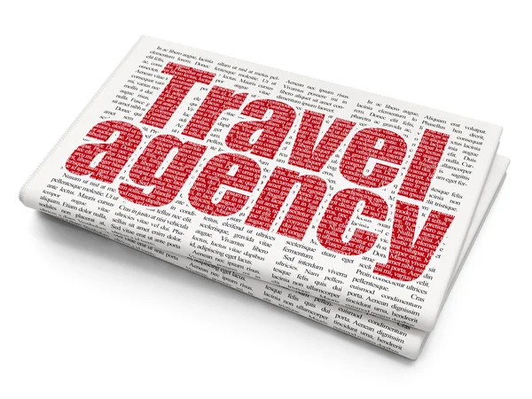 Концепция туризма: Туристическое агентство на фоне газет — стоковое фото