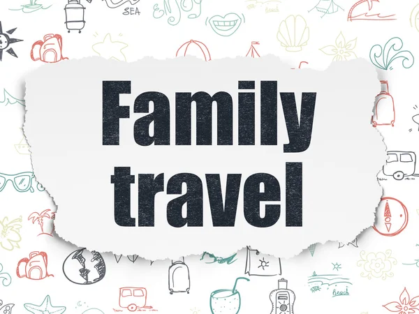 Концепция путешествий: Family Travel on Torn Paper background — стоковое фото