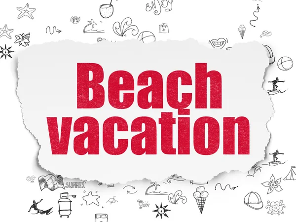 Travel concept: Beach Vacation on Torn Paper background — 스톡 사진