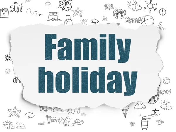 Pojęcie turystyki: Family Holiday na tle rozdarty papier — Zdjęcie stockowe