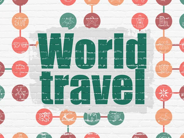 Pojęcie turystyki: World Travel na tle ściany — Zdjęcie stockowe
