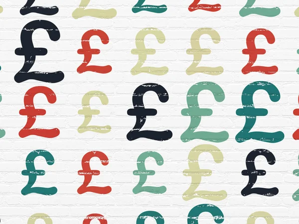 Currency concept: Pound icons on wall background — 스톡 사진