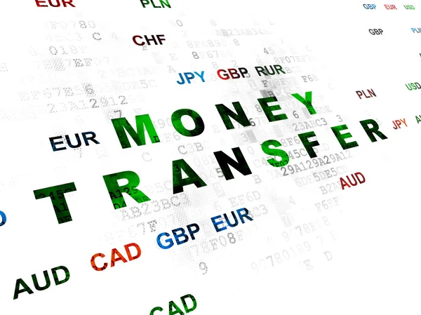 Concept de devise : Transfert d'argent sur fond numérique — Photo