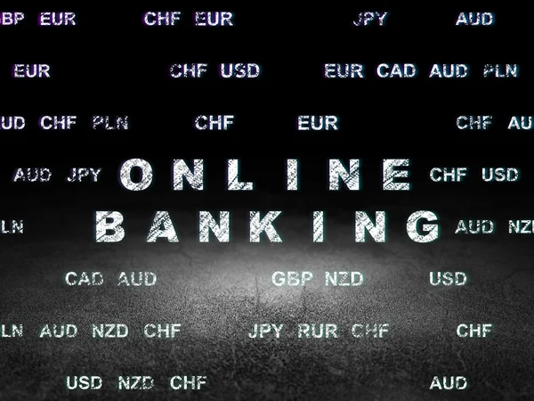 通貨の概念: グランジ暗い部屋でオンライン バンキング — ストック写真
