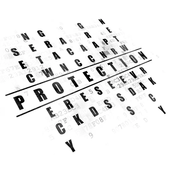 Protection concept: word Protection in solving Crossword Puzzle — Zdjęcie stockowe