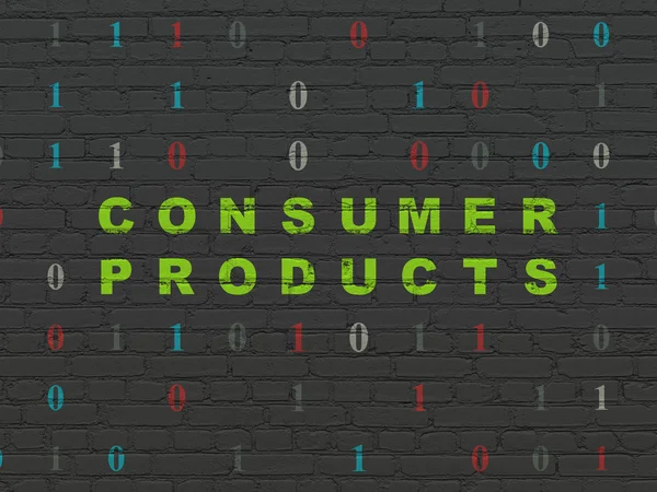 Концепция бизнеса: Потребительские товары на фоне стен — стоковое фото