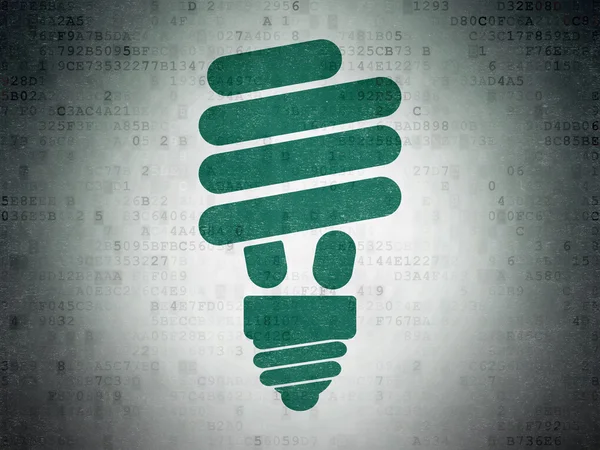 Business concept: Energy Saving Lamp on Digital Paper background — ストック写真