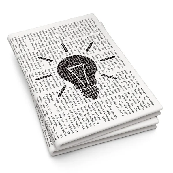 Business concept: Light Bulb on Newspaper background — Stockfoto