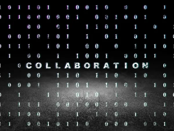 Finance concept: Collaboration in grunge dark room