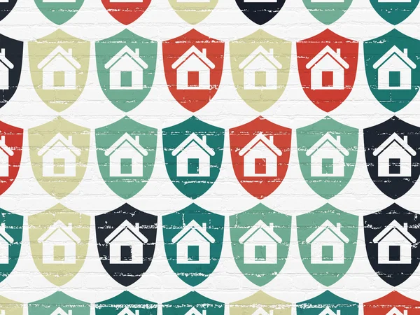 Business concept: Shield icons on wall background — Stockfoto