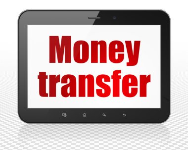 Business concept: Tablet Pc Computer with Money Transfer on display