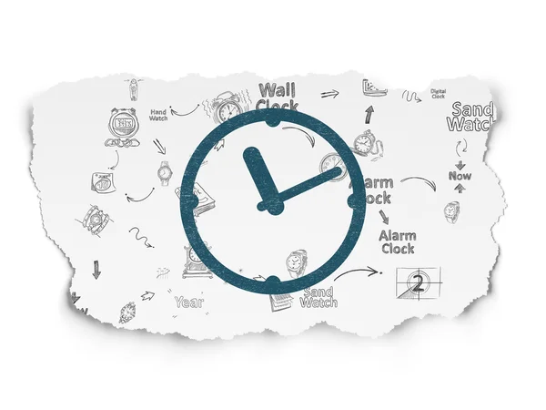 Timeline concept: Clock on Torn Paper background — Stock Photo, Image