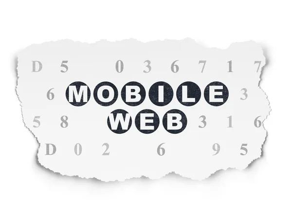 Koncepcja rozwoju Web: Mobile Web na tle rozdarty papier — Zdjęcie stockowe