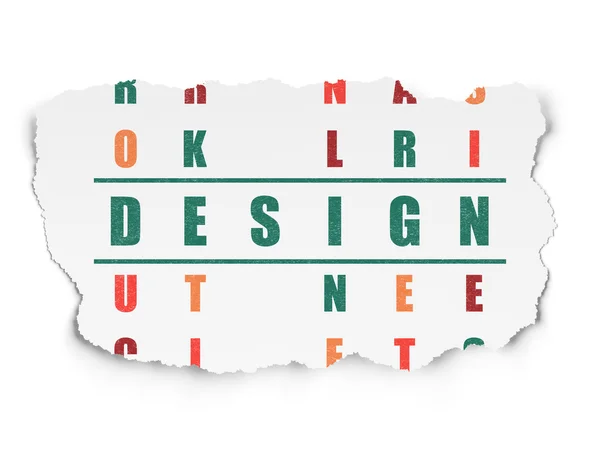 Reclame concept: woord ontwerp bij het oplossen van kruiswoordraadsel — Stockfoto