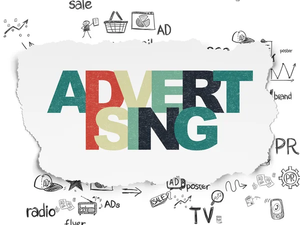 Werbekonzept: Werbung auf zerrissenem Papierhintergrund — Stockfoto