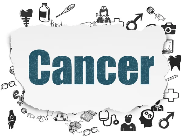 Концепция здравоохранения: Рак на фоне порванной бумаги — стоковое фото