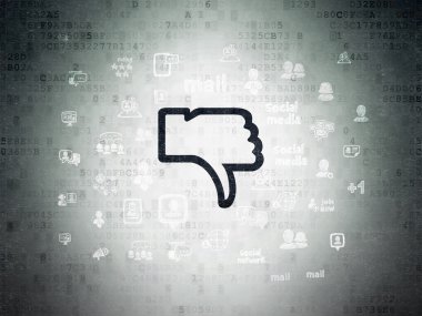 Social network concept: Thumb Down on Digital Paper background