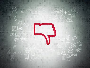 Social network concept: Thumb Down on Digital Paper background