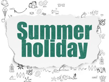 Vacation concept: Summer Holiday on Torn Paper background