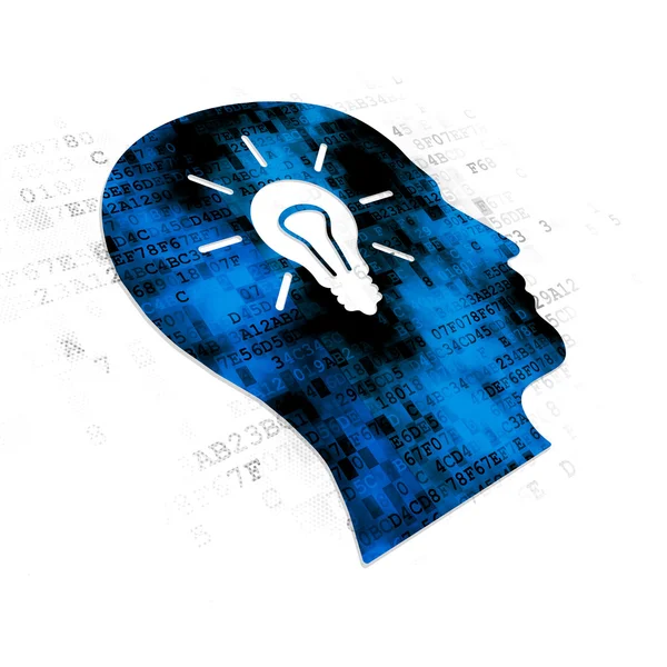 Learning concept: Head With Light Bulb on Digital background — Stock Fotó