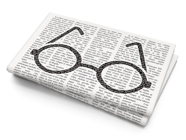 Studying concept: Glasses on Newspaper background — Stok fotoğraf