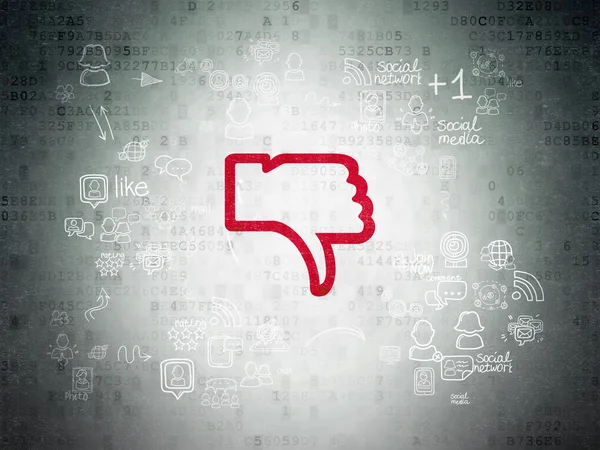 Social network concept: Thumb Down on Digital Paper background