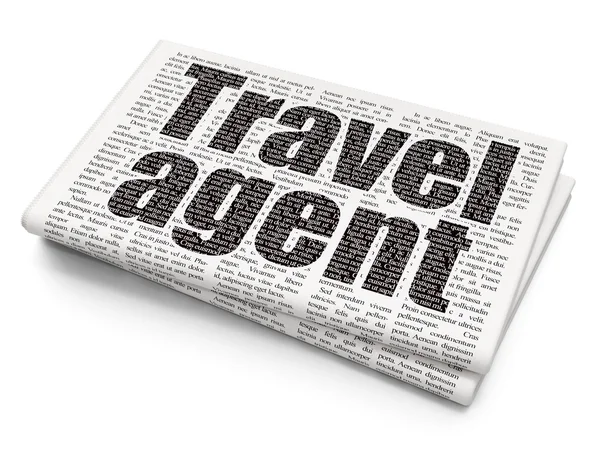 Concepto de viaje: Agente de viajes en el fondo del periódico —  Fotos de Stock