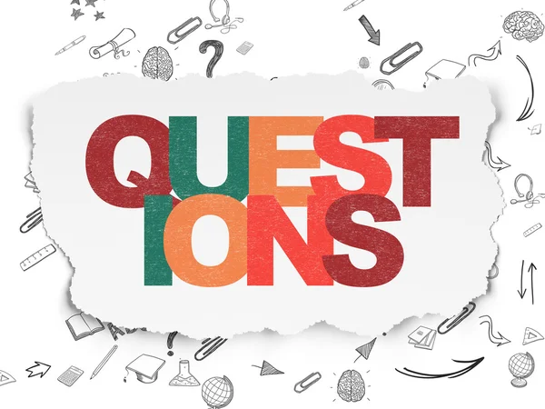 Learning concept: Questions on Torn Paper background — Stock Photo, Image