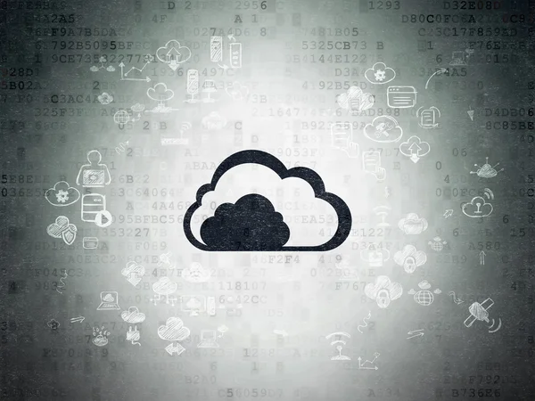 Концепция создания облачных сетей: Облако на фоне цифровой бумаги — стоковое фото