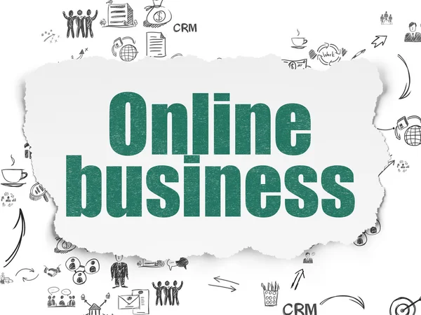 Concetto di finanza: Business online su sfondo carta strappata — Foto Stock