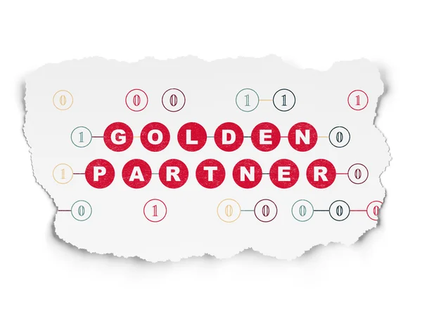 Finance concept: Golden Partner on Torn Paper background — Stock Photo, Image