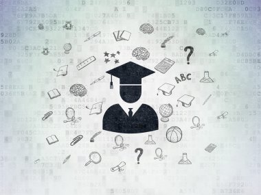 Learning concept: Student on Digital Paper background