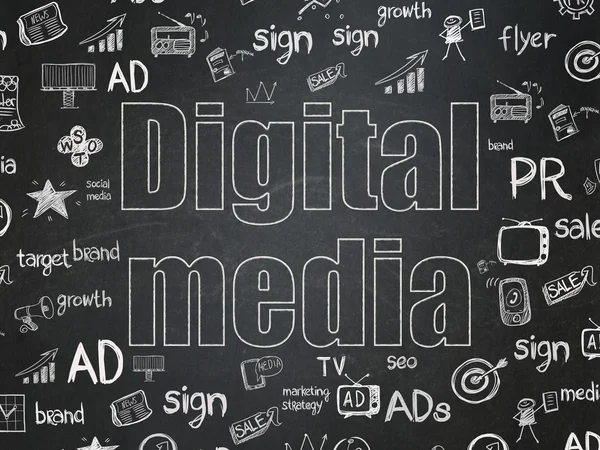 Marketing concept: Digital Media on School Board background — Stock Photo, Image